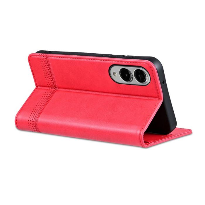 AZNS - AZNS Samsung Galaxy S25 Edge Plånboksfodral Konstläder - Röd