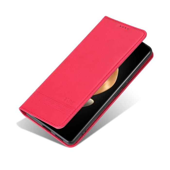 AZNS - AZNS Samsung Galaxy S25 Edge Plånboksfodral Konstläder - Röd