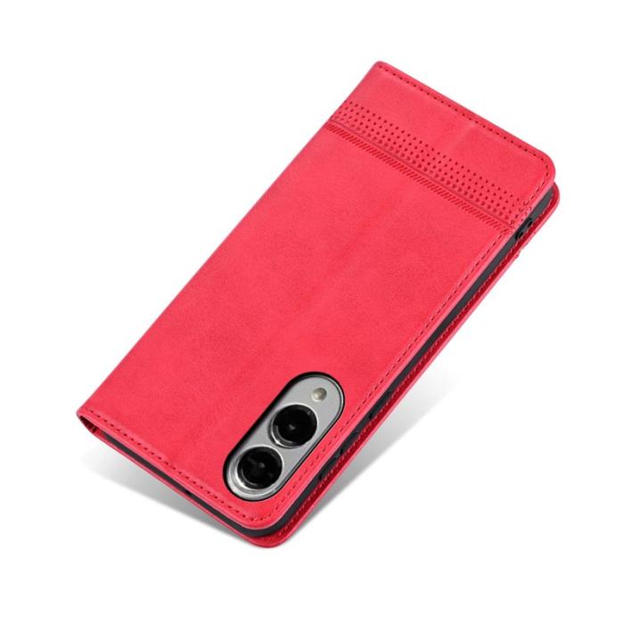 AZNS - AZNS Samsung Galaxy S25 Edge Plånboksfodral Konstläder - Röd
