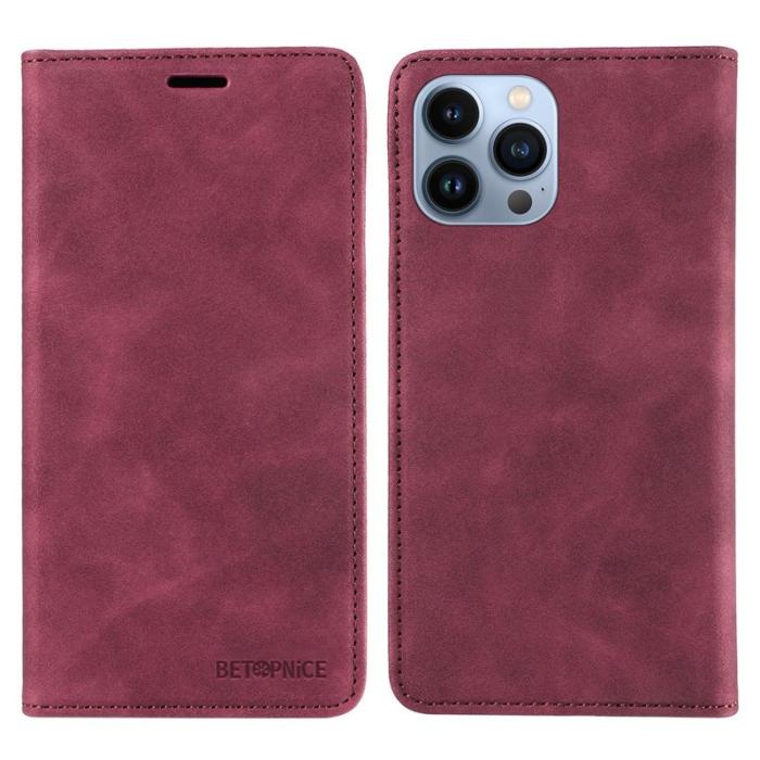 BETOPNICE - BETOPNICE 003 Plånboksfodral för iPhone 13 Pro - RFID Blocker Konstläder - Röd