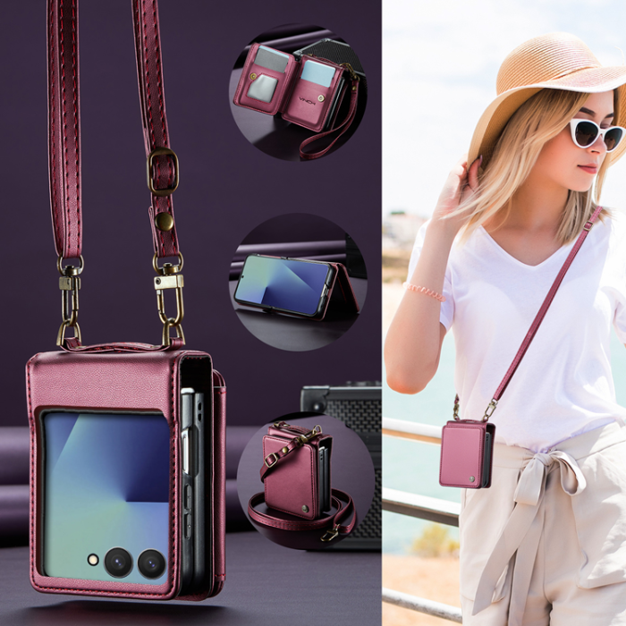 Caseme - CASEME Galaxy Z Flip 7 Plånboksfodral RFID Blocking C22 - Röd