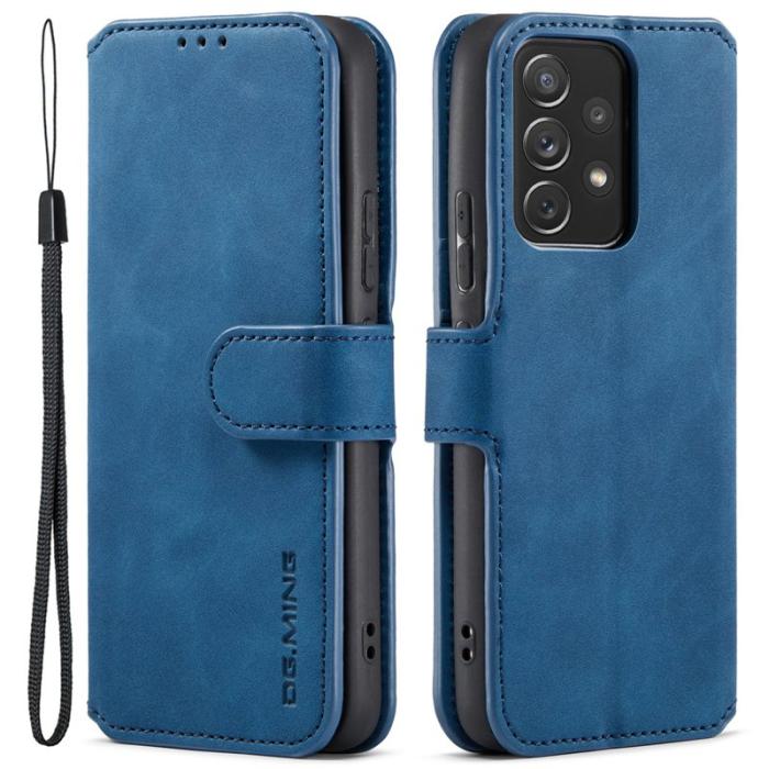 DG.MING - DG.MING Stand Wallet Mobilskal Retro KonstLäder Samsung Galaxy A53 5G Blå