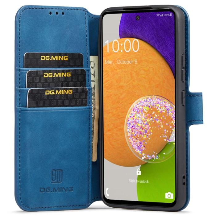 DG.MING - DG.MING Stand Wallet Mobilskal Retro KonstLäder Samsung Galaxy A53 5G Blå
