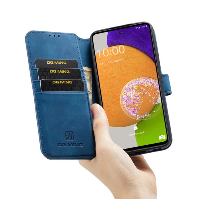 DG.MING - DG.MING Stand Wallet Mobilskal Retro KonstLäder Samsung Galaxy A53 5G Blå