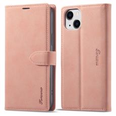 FORWENW - FORWENW F1 Series iPhone 15 Plus Pl&aring;nboksfodral Konstl&auml;der - Ros&eacute;guld