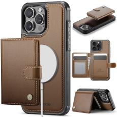 JEEHOOD - JEEHOOD J09 Fodral iPhone 13 Pro Max Konstl&auml;der RFID-Skydd Brown