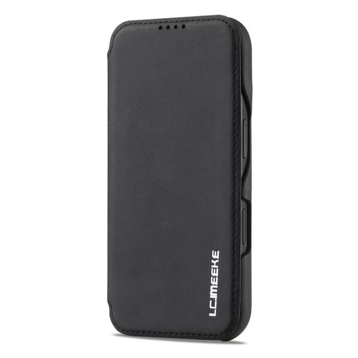 LC.imeeke - LC.IMEEKE iPhone 16 Plus Fodral Card Holder KonstLäder - Svart