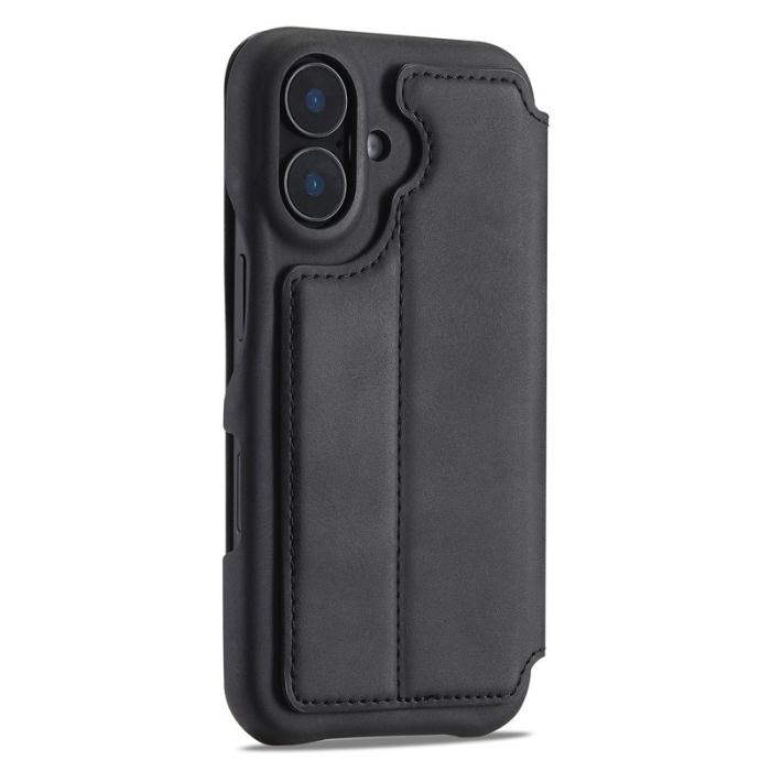 LC.imeeke - LC.IMEEKE iPhone 16 Plus Fodral Card Holder KonstLäder - Svart