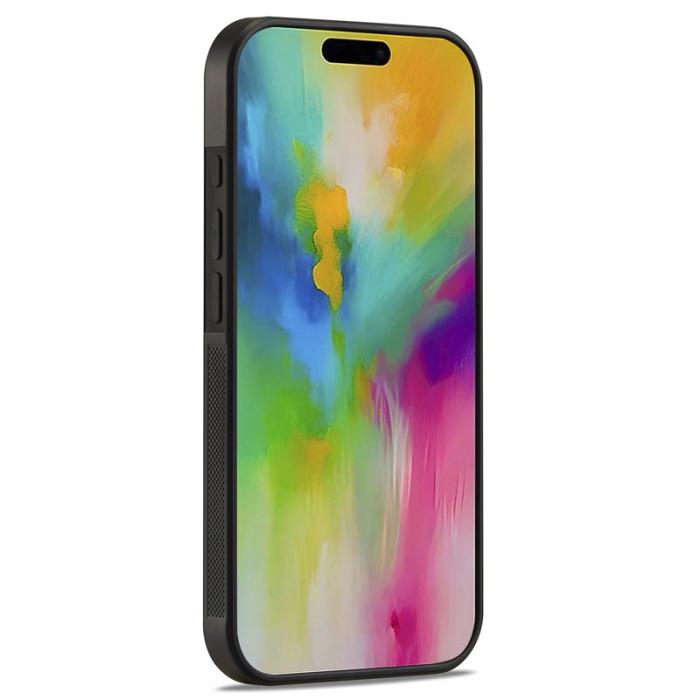 LC.imeeke - LC.IMEEKE iPhone 16 Plus Fodral i Kolfiber-Läder - Svart