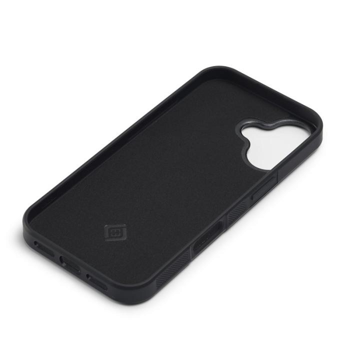 LC.imeeke - LC.IMEEKE iPhone 16 Plus Fodral i Kolfiber-Läder - Svart