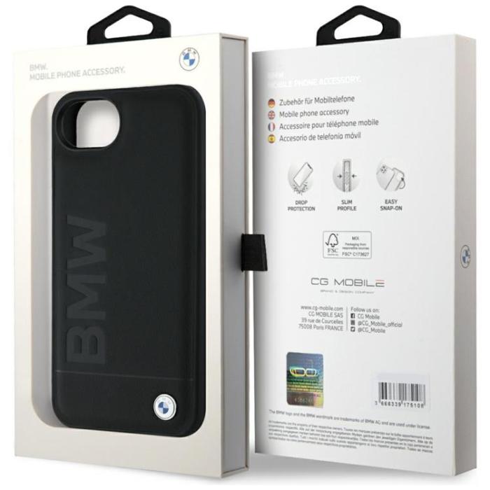 BMW - BMW iPhone 16e Mobilskal Hot Stamp Läder - Svart