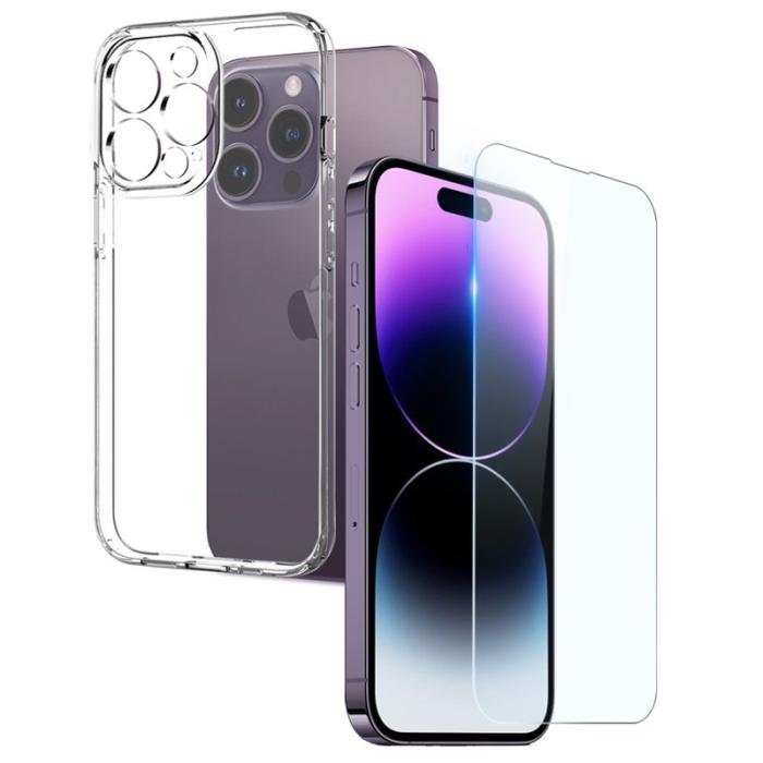 NORTHJO - NORTHJO iPhone 14 Pro Max Fodral TPU - Transparent med Skärmskydd