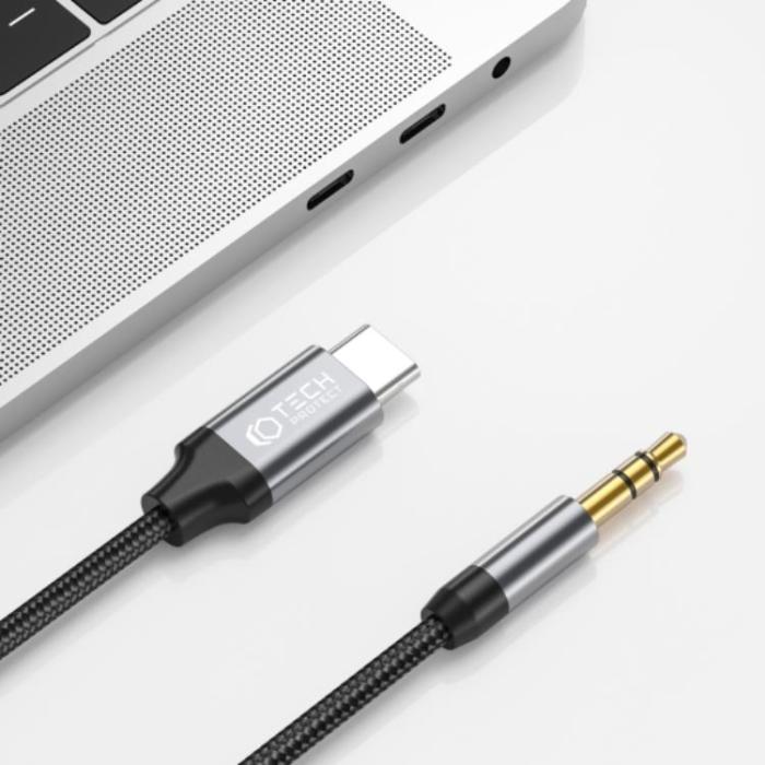 Tech-Protect - Tech-Protect USB-C To Aux Mini (3.5mm) Kabel 120 cm Svart