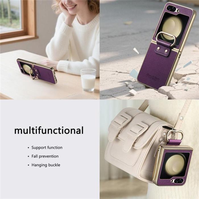 A-One Brand - Mobilskal för Galaxy Z Flip 6 Electroplating Ring Kickstand