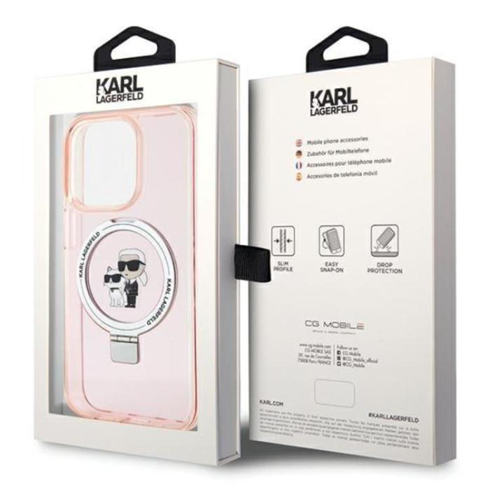 KARL LAGERFELD - KARL LAGERFELD iPhone 15 Mobilskal MagSafe Ringställ - Rosa