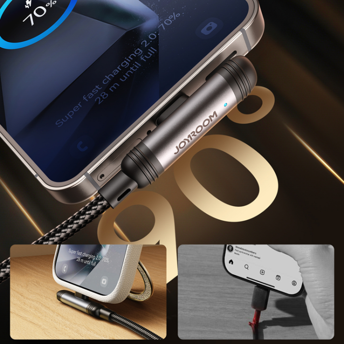 Joyroom - Joyroom USB-C - USB-C 60W Kabel 1.2m Series 90° - Svart