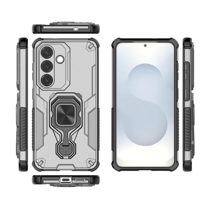 OEM - Samsung Galaxy S26 Skal Rotatable Ring Kickstand Plast - Titangrå