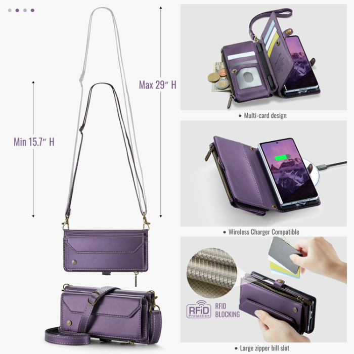 Caseme - CASEME Galaxy Z Fold 7 Plånboksfodral Med Remmar - Lila