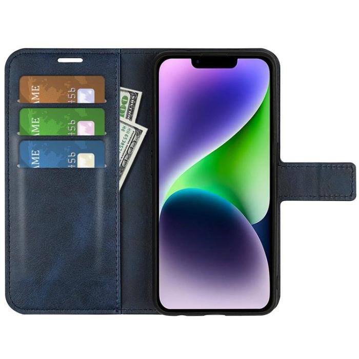A-One Brand - iPhone 15 Plus Plånboksfodral Calf Flip Folio - Blå