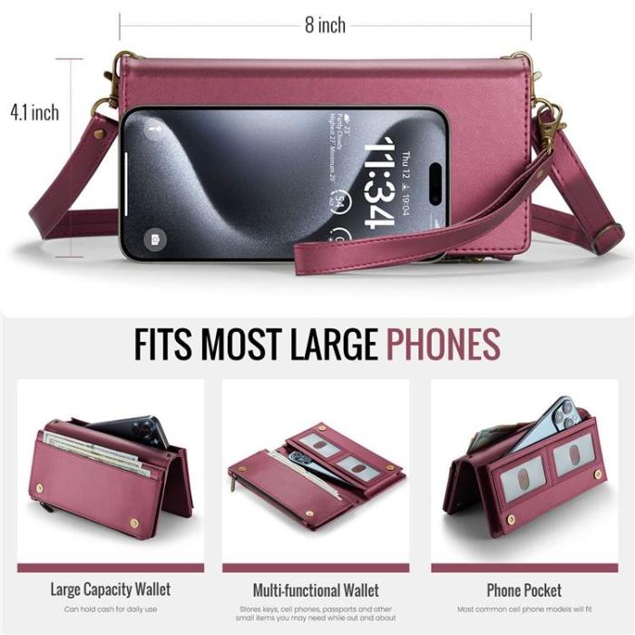 UTGATT - CASEME Me10 Crossbody Väskor Zipper - Vinröd
