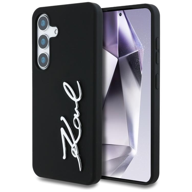 Karl Lagerfeld Galaxy S25 Mobilskal Silikon Metal Signature - Svart | 2353 | AlltMobil