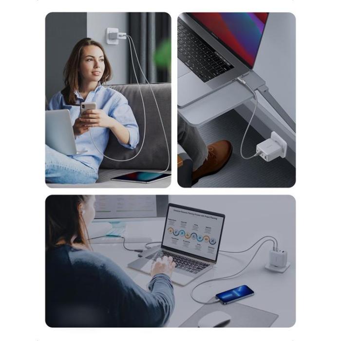 Ugreen - Ugreen GaN Väggladdare USB Till 3xUSB-C 100W - Vit