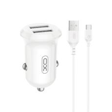 XO - XO Billaddare 12W 2x USB med USB/USB-C Kabel CC67 - Svart