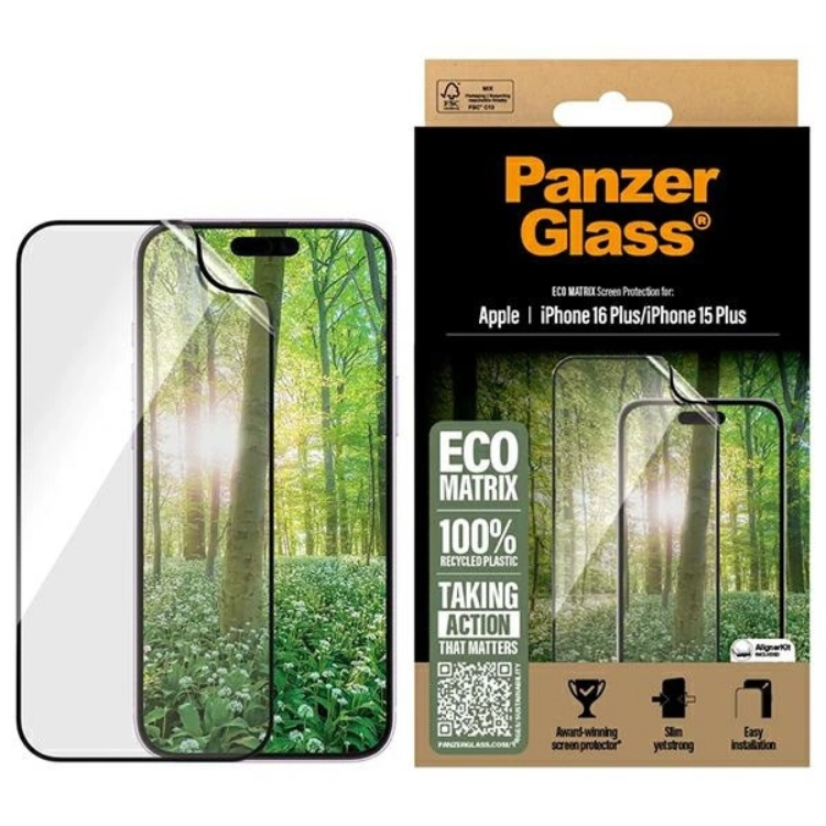 PanzerGlass iPhone 16 Plus Plastfilm Skärmskydd Ultra-Wide Matrix - Clear | 5468 | AlltMobil