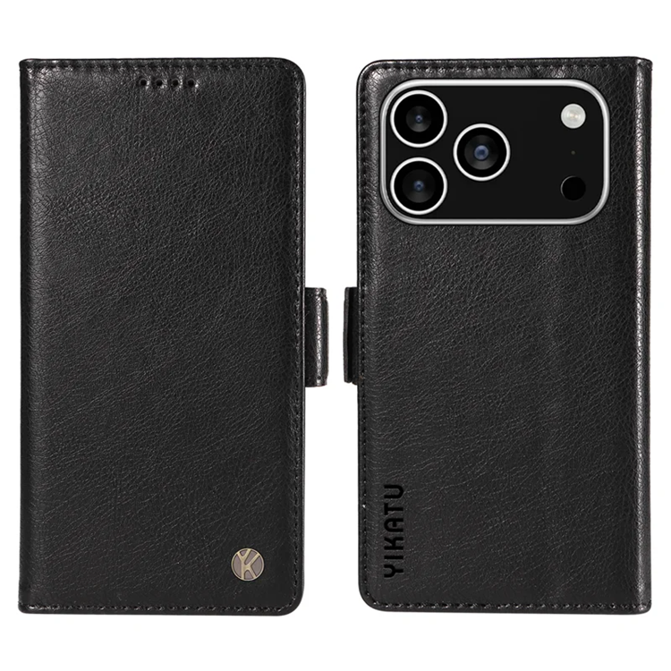 YIKATU iPhone 17 Pro Plånboksfodral Litchi Texture - Svart | 2353 | AlltMobil