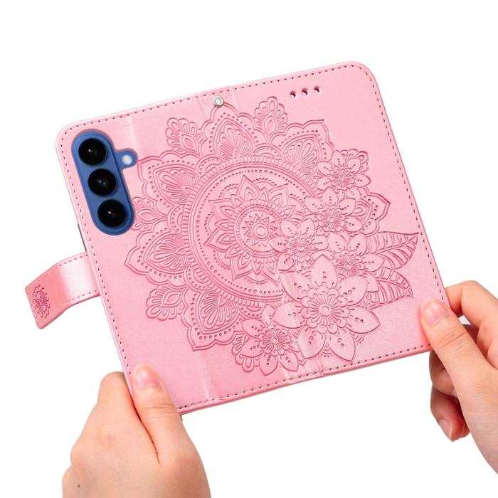 OEM - ABEEL Samsung Galaxy S26 Plus Plånboksfodral Konstläder Blommönster - Rosa