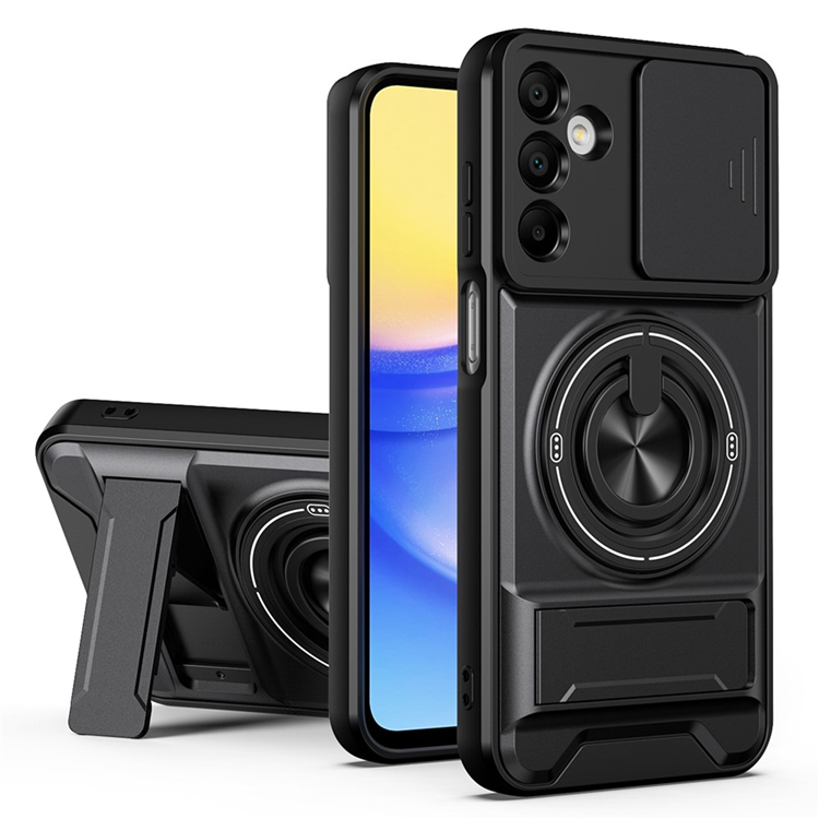 Galaxy A15 Mobilskal MagSafe med Camera Lens Slider Ringhållare (Svart) | 2353 | AlltMobil