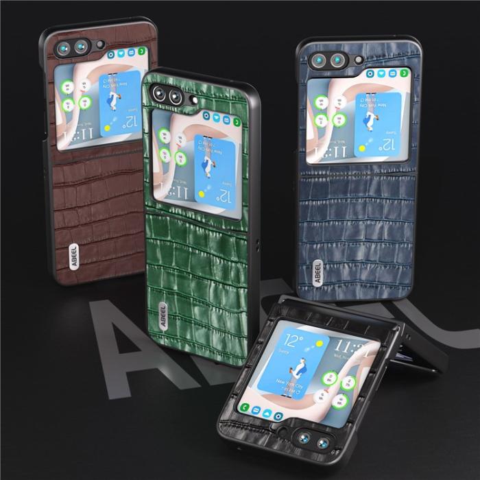 ABEEL - ABEEL Galaxy Z Flip 5 Mobilskal Crocodile Texture - Svart