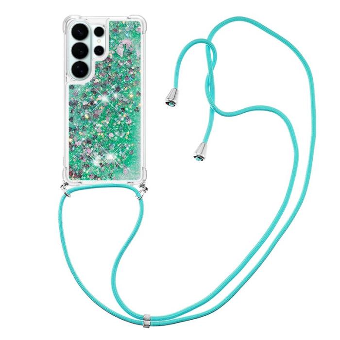 OEM - Mobilskal till Samsung Galaxy S26 Ultra TPU Snabbsand Telefon- Grön / Hjärtan