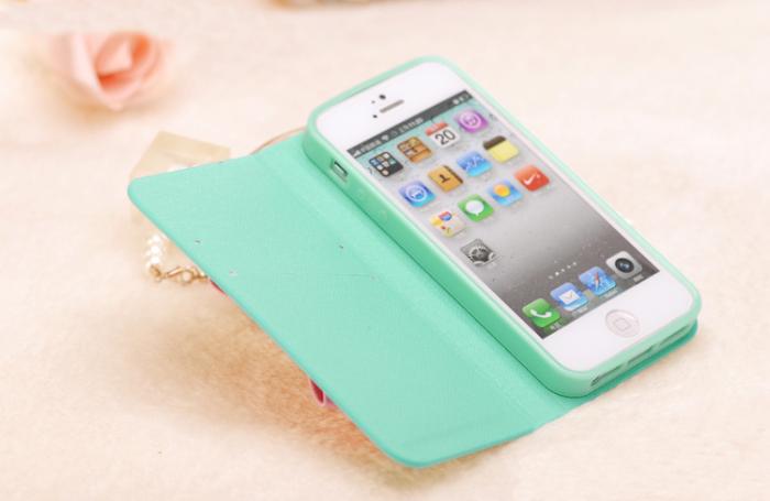 OEM - Sweet Hybrid Bow Plånboksfodral till Apple iPhone 4S / 4 (Mint)