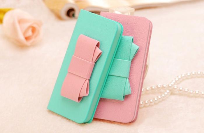 OEM - Sweet Hybrid Bow Plånboksfodral till Apple iPhone 4S / 4 (Mint)
