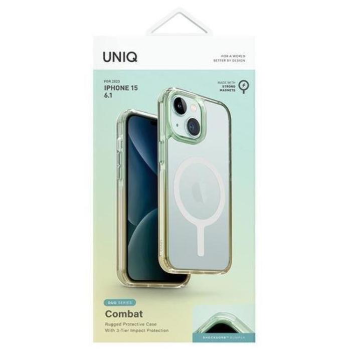 UNIQ - UNIQ iPhone 15 Mobilskal Magsafe Combat Duo - Grön/Gul