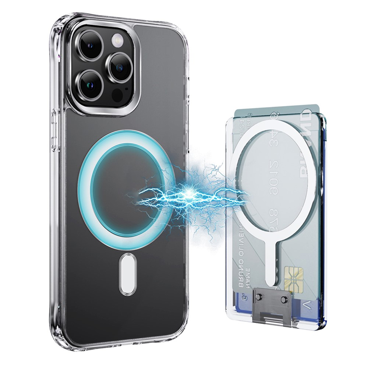 Universal Magnetisk Mobil Korthållare med Kickstand RFID Transparent - Grå (Tarnish) | 2353 | AlltMobil