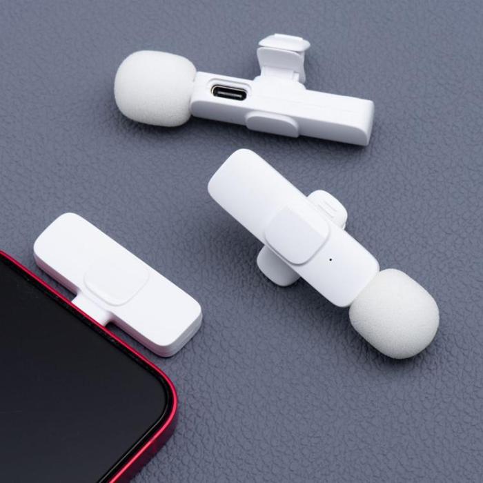 OEM - 2-i-1 Trådlös Lavaliermikrofon USB-C Dubbel K1 - Vit