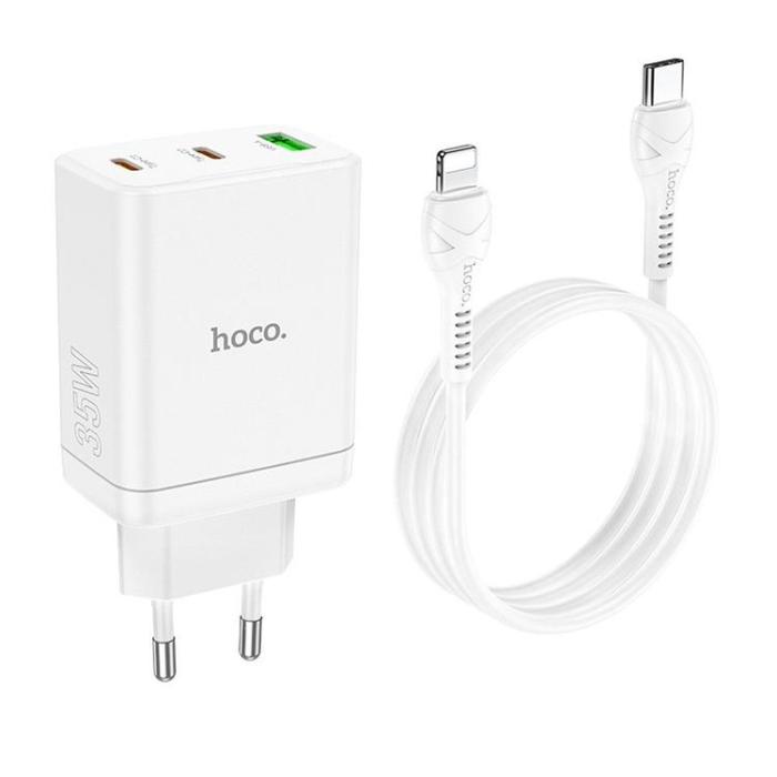 Hoco - Hoco Väggladdare 35W 2xType C - USB A med Typ-C to Lightning Kabel 1m
