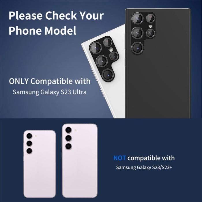 ENKAY - ENKAY Galaxy S23 Ultra Kameralinsskydd i Härdat glas - Svart