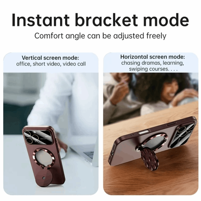 OEM - iPhone 14 Pro Mobilskal Magsafe Sugkopphållare Kickstand - Vinröd