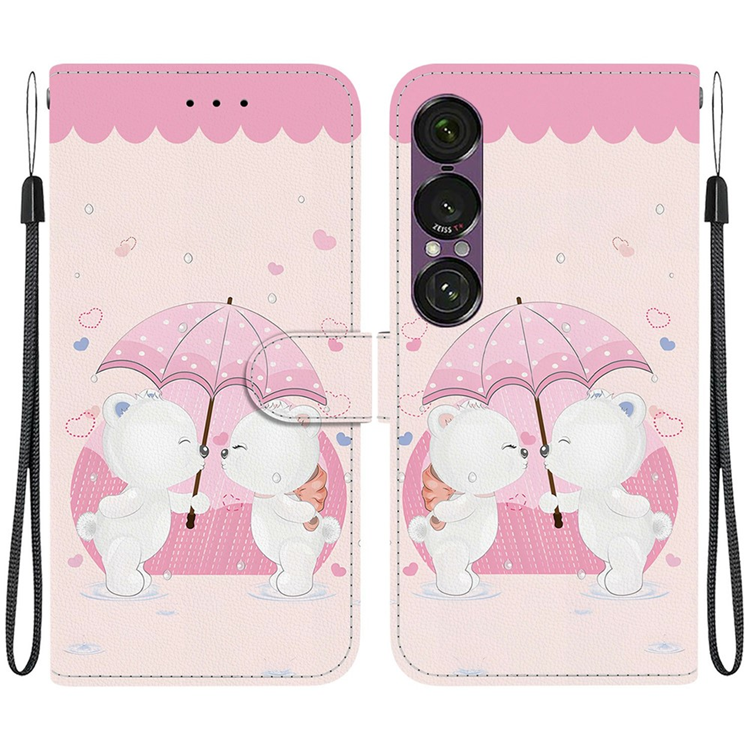 Sony Xperia 1 VII Konstläder Plånboksfodral med Lanyard Printing - Rosa | 2353 | AlltMobil