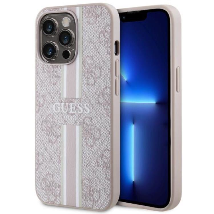 Guess iPhone 13 Pro/13 Mobilskal MagSafe Printed Stripes - Rosa | 2353 | AlltMobil