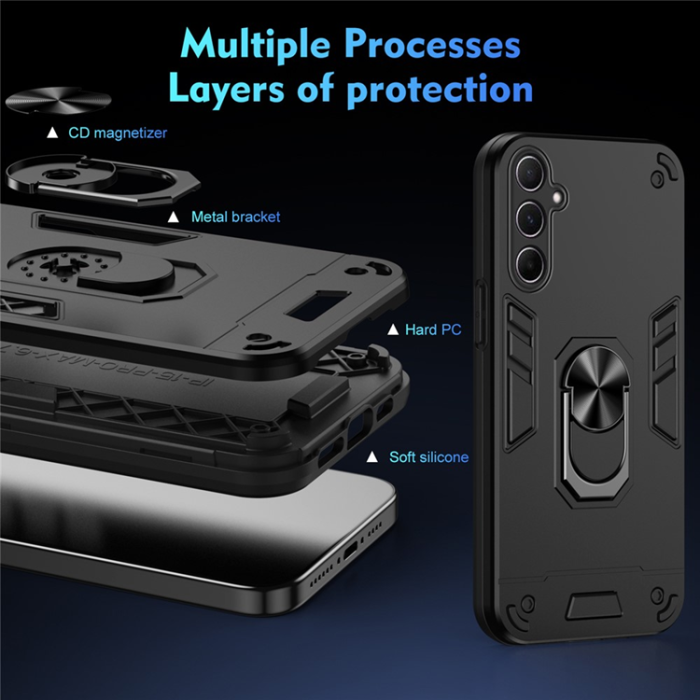 A-One Brand - Galaxy A26 Mobilskal Kickstand PC+TPU Drop Defend - Svart