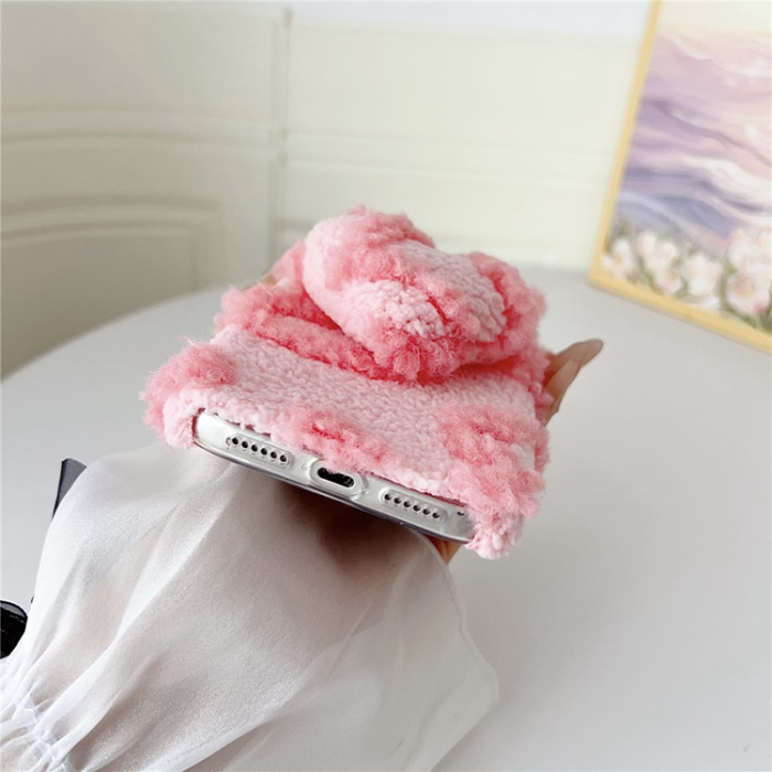 A-One Brand - iPhone 17 Pro Max Mobilskal 3D Heart Plush TPU Winter Warm - Lila