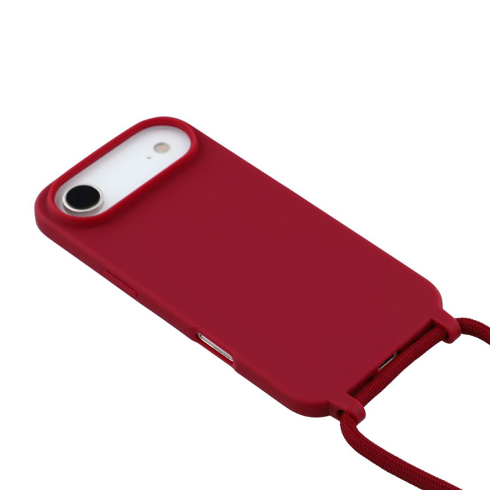 A-One Brand - iPhone 17 Air Mobilskal TPU Shockproof med Lanyard - Mörkröd