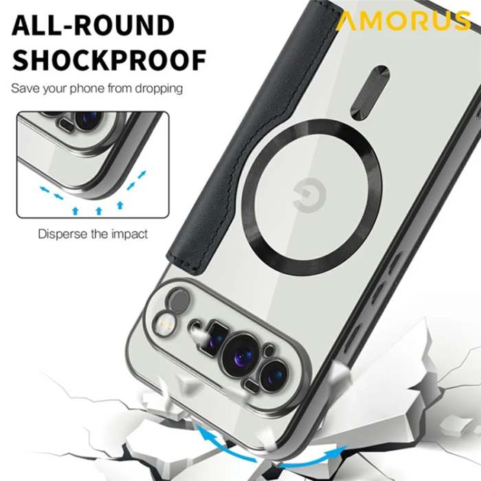 AMORUS - AMORUS Google Pixel 10 Pro XL Plånboksfodral Magsafe RFID - Svart