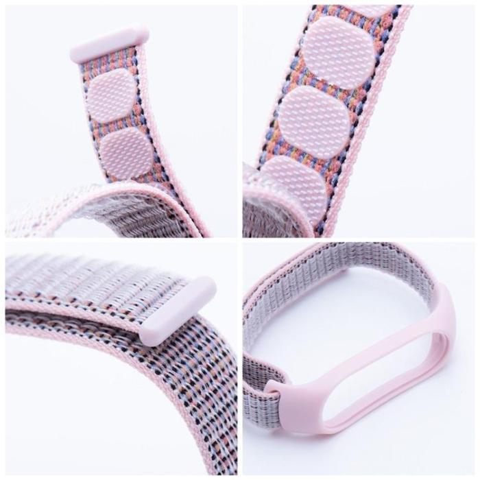 OEM - Xiaomi Mi Smart Band 5/6/7 Armband Nylon 07 - Rosa