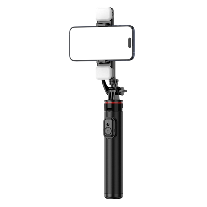 OEM - Selfiestick Teleskopstativ 1.3m Auminiumlegering Med Dubbel Lampa