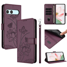 A-One Brand - Sony Xperia 10 VII Plånboksfodral Lotus Imprint - Vinröd